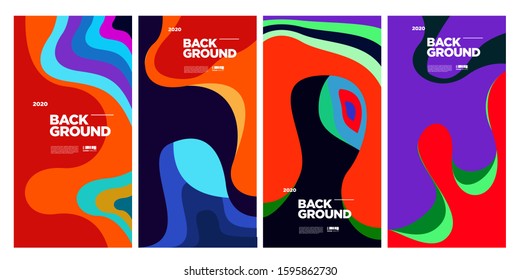 2020 Cover and Poster Design Template for Magazine. Trendy Abstract Colorful Geometric and Curve Vector Illustration Collage with Typography for Cover, book, social media story, and Page Layout.
