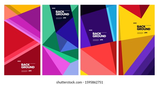 2020 Cover and Poster Design Template for Magazine. Trendy Abstract Colorful Geometric and Curve Vector Illustration Collage with Typography for Cover, book, social media story, and Page Layout.
