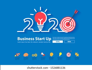 2020 creativity inspiration goal idea concepts with creative design, Business start up plan, marketing strategy, teamwork, brainstorm ideas concept, Vector illustration modern design layout template