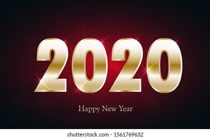 2020 date number colored in gold and New Year greetings