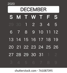 2020 DECEMBER Calendar Planner Design.