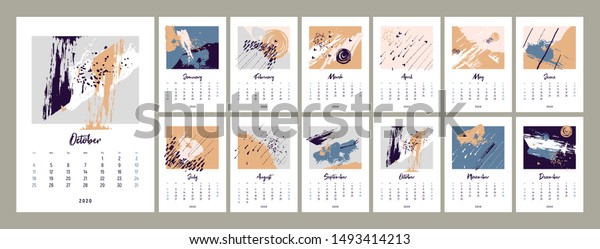 2020 Design Set 12 Months 2020 Stock Vector (Royalty Free) 1493414213