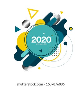 2020 design template with geometric shape. Minimal shape for header website, cover, calendar and sticker.