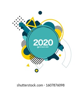 2020 design template with geometric shape. Minimal shape for header website, cover, calendar and sticker.