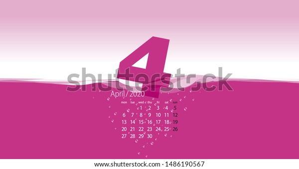 2020 Desk Calendar April Planner Template Stock Vector Royalty