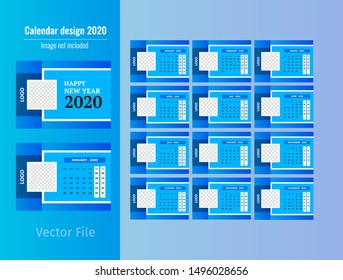 2020 desk calendar design theme creative and unique colorful simple work date panel and month