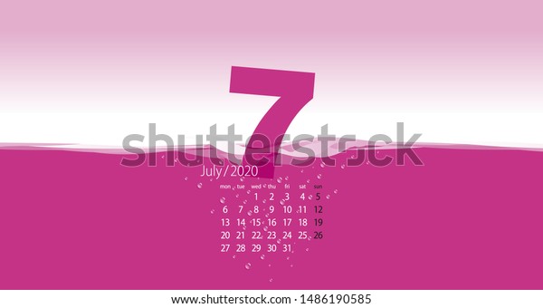 2020 Desk Calendar July Planner Template Stock Vector Royalty