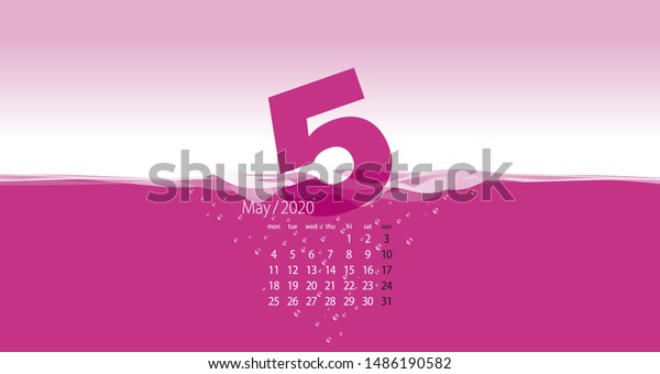 2020 Desk Calendar May Planner Template Stock Vector Royalty Free