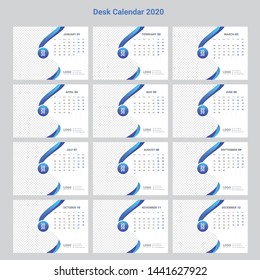 2020 Desk Calendar Template Design