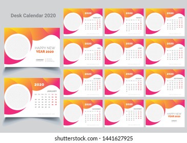 2020 desk calendar template design