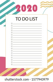 2020 to do list blank. Geometrical 