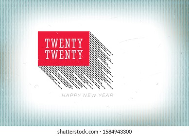 2020 Double Twenty Lettering Logo Old Film Style Creative Concept without Numerals and Happy New Year Greetings - Multicolor on Striped Background - Vector Mixed Graphic Design
