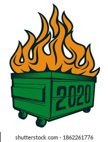 2020 dumpster fire with wheel t-shirt design template print on demand