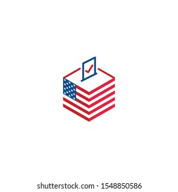 Día de elecciones 2020 en Estados Unidos, presidente votante. Plantilla de icono del logotipo del vector