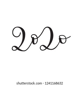 2020. Elegant isolated vector lettering on white background. Handwritten modern calligraphy. Inscription for calendars, planners, organizers, postcards, posters, prints, greeting cards, labels.