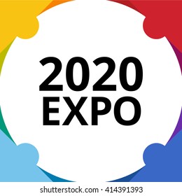 2020 Expo text vector based background illustration design. New year exhibition.