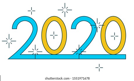 2020 figures on white background for greeting card