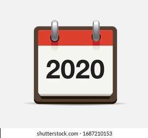2020 Flat calendar icon. Vector illustration.
