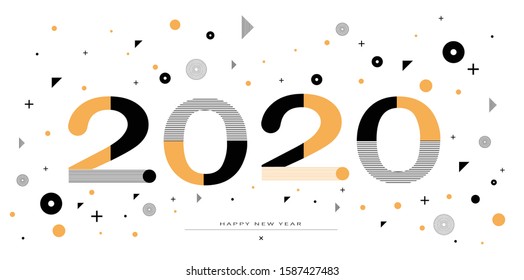 2020 font design，Combination of geometric pattern and color block，Memphis Vector Poster