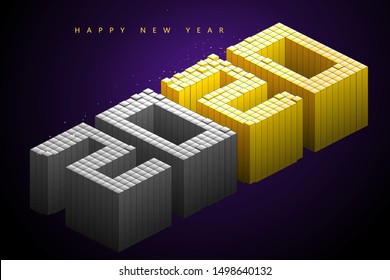 2020 font made up of gold and silver square, Outlook for 2020.
