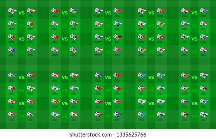 2020 football tournament matches. European soccer tournament. Vector illustration