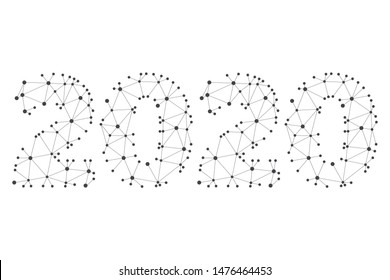 2020 geometric vector symbol. Happy New Year abstract triangle illustration for decoration, celebration, winter holiday, infographic, business, calendar, design. Gray icon isolated