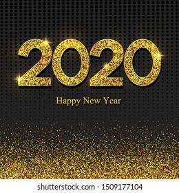 2020 Gold glitter happy new year.