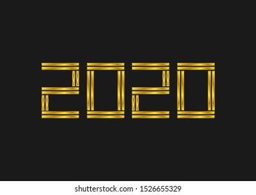 2020 golden metal numbers. Happy New Year and Merry Christmas