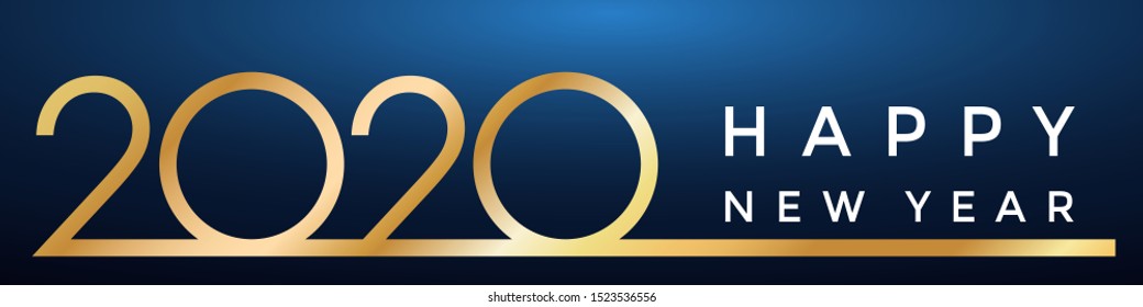 2020 golden New Year on dark blue background, Happy New Year decorative shiny design for award celebration - vector