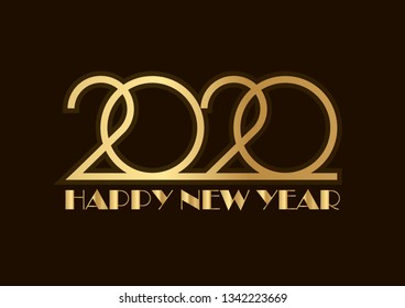 2020 golden New Year sign. Vector New Year illustration.