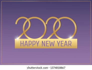 2020 golden New Year sign. Vector New Year illustration.