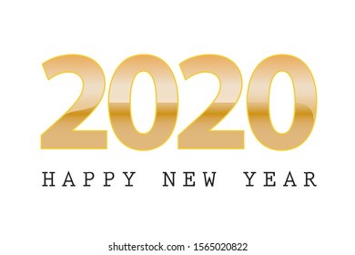 2020 golden New Year sign on winter holiday background. Vector New Year illustration.