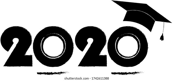 2020 Graduetion Banner. Grunge Design. Vector Illustration Isolated on White