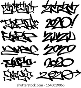 2020 Graffiti Tag Text Lettering Stock Vector (Royalty Free) 1648019065 ...