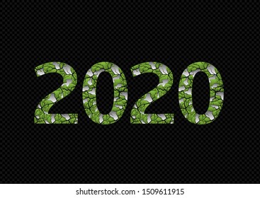 2020 Green planet concept. Merry christmas and Happy New Year, Eco and Bio concept