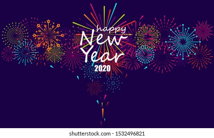 2020, Greeting card with inscription Happy New Year 2020 on Firework background  vector design