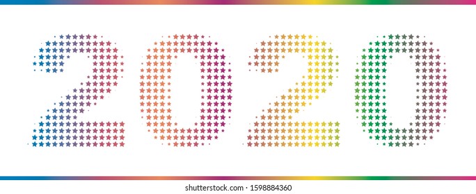 2020 grid from gradient colored stars on a white background. Creative vector element for design.