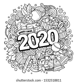 2020 Hand Drawn Doodles Illustration New Stock Vector (Royalty Free ...