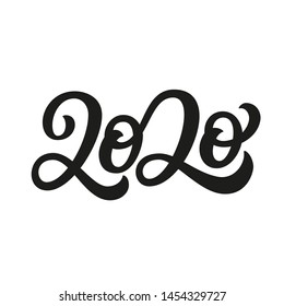 2020. Hand drawn text isolated on white background. Vector typography for Christmas decorations, banners, cards, posters