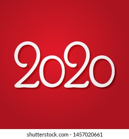 2020. Hand drawn text, paper cut effect. Vector typography for Christmas decorations, banners, cards, posters
