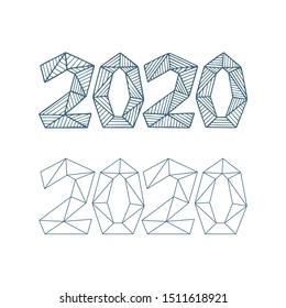 2020. 2020 hand drawn vector numbers logo. 2020 Happy New Year sketch drawing illustrations set. Part of set.