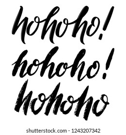 2020 hand written lettering on white background. Hohoho Christmass and New Year card design. Holiday vector illustration