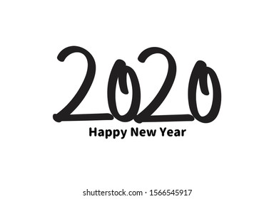 2020 handwriting logo vector. New year celebration template design.