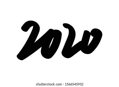 2020 handwriting logo vector. New year celebration template design.
