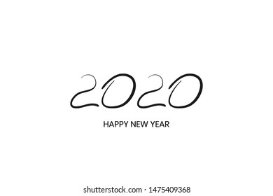 2020 handwritten text isolated on white.
