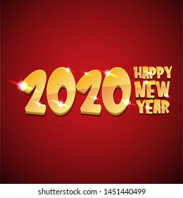 2020 Happy chinese new year of the Rat creative design background or greeting card. 2020 new year golden numbers on red