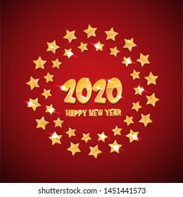 2020 Happy chinese new year of the Rat creative design background or greeting card. 2020 new year golden numbers on red
