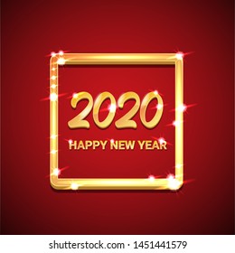 2020 Happy chinese new year of the Rat creative design background or greeting card. 2020 new year golden numbers on red