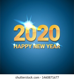 2020 Happy chinese new year of the Rat creative design background or greeting card. 2020 new year golden shiny numbers on blue background
