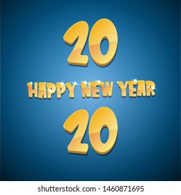 2020 Happy chinese new year of the Rat creative design background or greeting card. 2020 new year golden shiny numbers on blue background